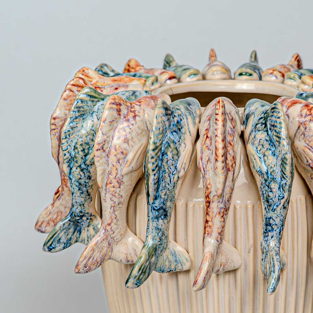 Vase Mara - Handgefertigt. Fische. Höhe 39 cm - von strohdeicher design10100