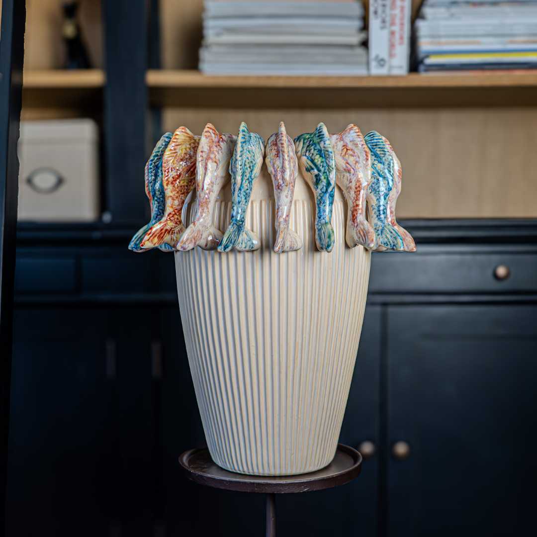 Vase Mara - Handgefertigt. Fische. Höhe 39 cm - von strohdeicher design10100