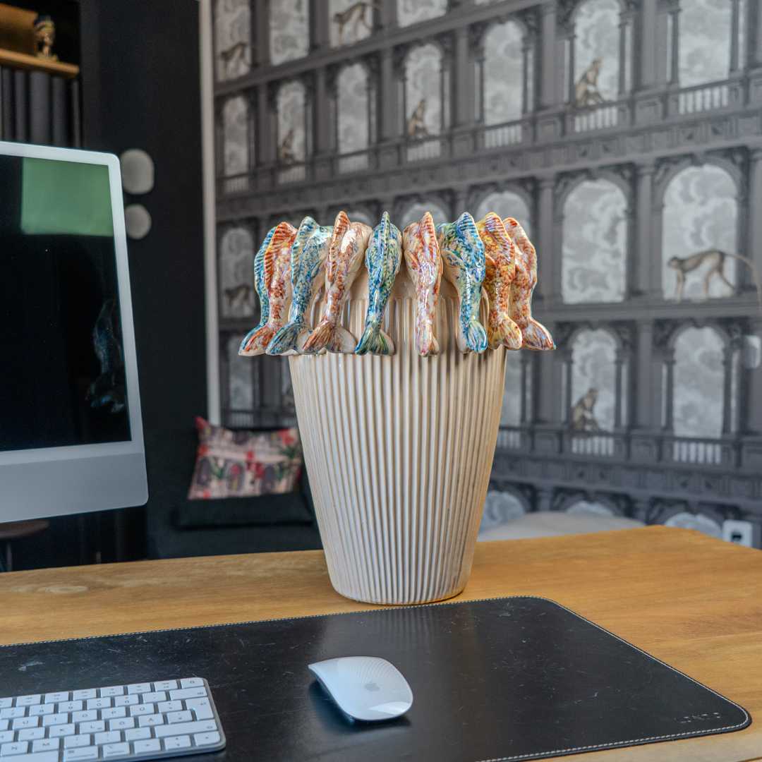 Vase Mara - Handgefertigt. Fische. Höhe 39 cm - von strohdeicher design10100