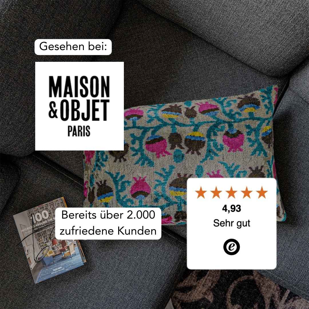 Ikat Kissen Botanist - Silk - Velvet 40 x 60 cm. Seide. Samt. Handgefertigt. Design aus Deutschland. - von strohdeicher design10023