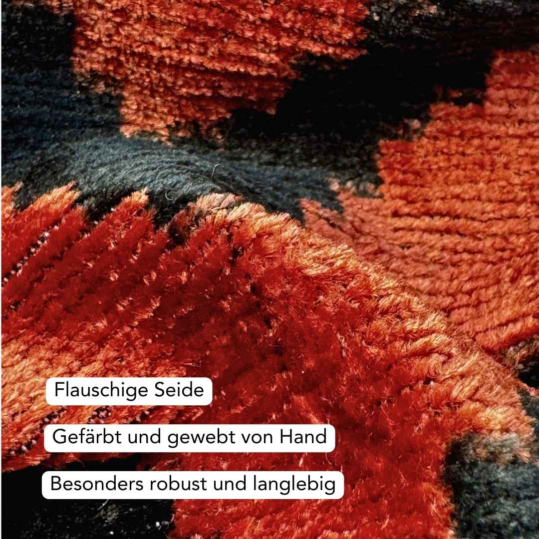 Ikat Kissenbezug Desert Ember - Silk - Velvet 40 x 60 cm. Seide. Samt. Handgefertigt. Design aus Deutschland. - von strohdeicher design10015