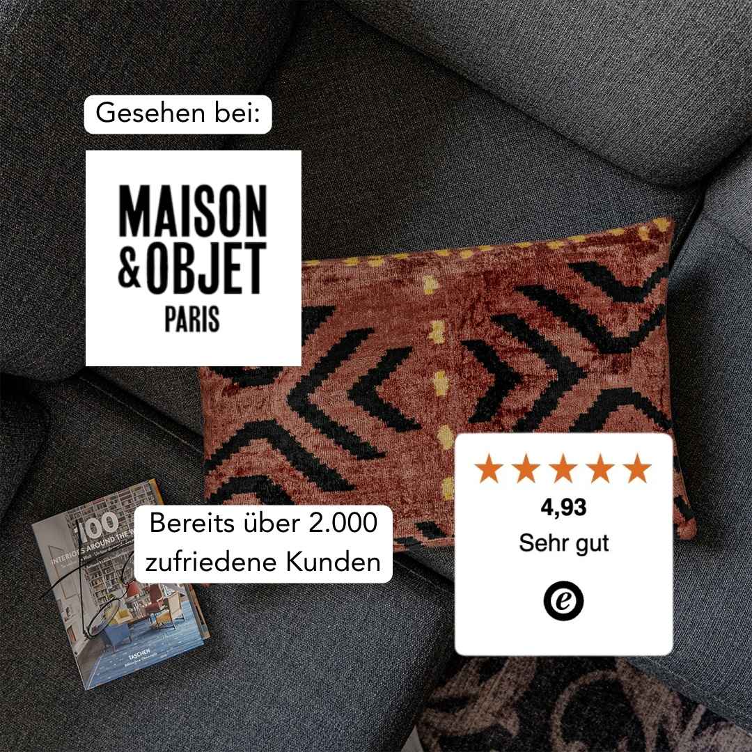 Ikat Kissen Desert Ember - Silk - Velvet 40 x 60 cm. Seide. Samt. Handgefertigt. Design aus Deutschland. - von strohdeicher design10015