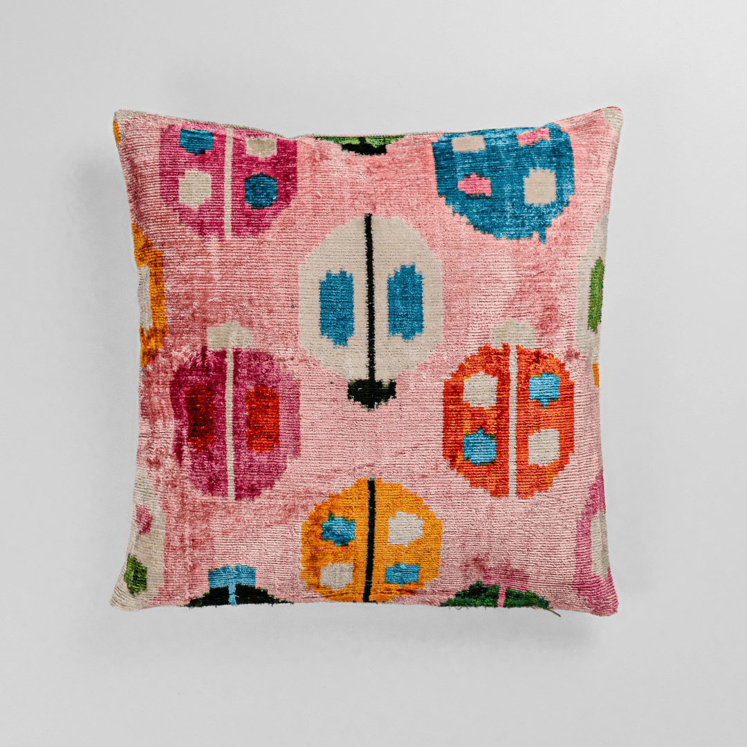 Ikat Kissen Franzi - Silk - Velvet 40 x 40 cm. Seide. Samt. Handgefertigt. Design aus Deutschland. - von strohdeicher design10025