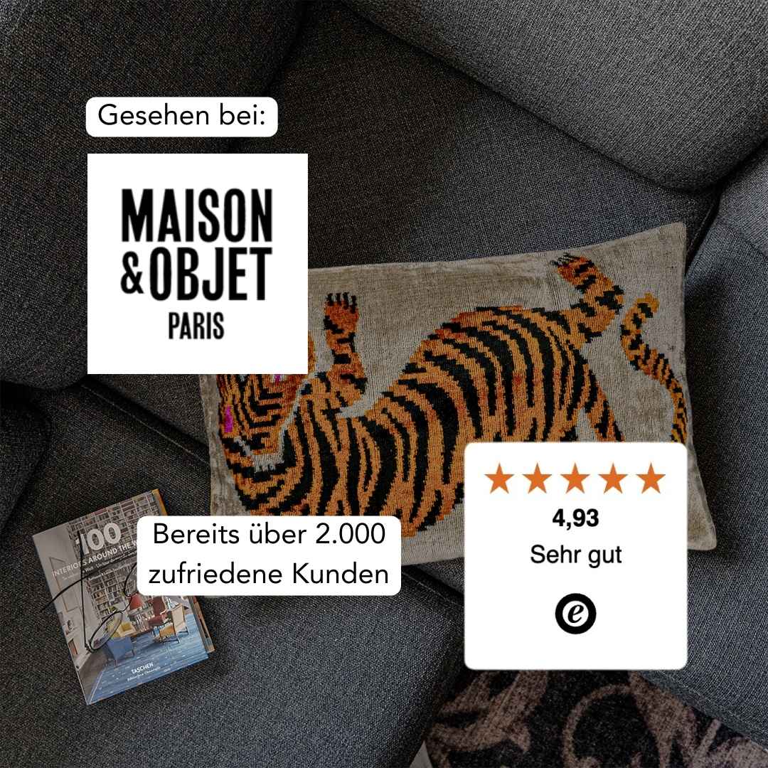 Ikat Kissen Fierce Roar - Silk - Velvet 40 x 60 cm. Seide. Samt. Handgefertigt. Design aus Deutschland. - von strohdeicher design5560056728