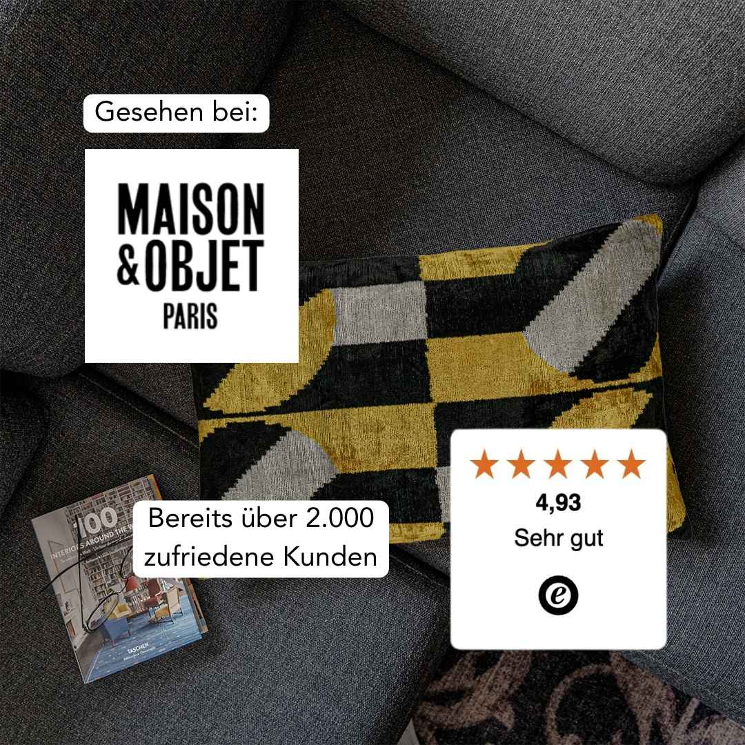 Ikat Kissen Golden Symmetria - Silk - Velvet 40 x 60 cm. Seide. Samt. Handgefertigt. Design aus Deutschland. - von strohdeicher design10139