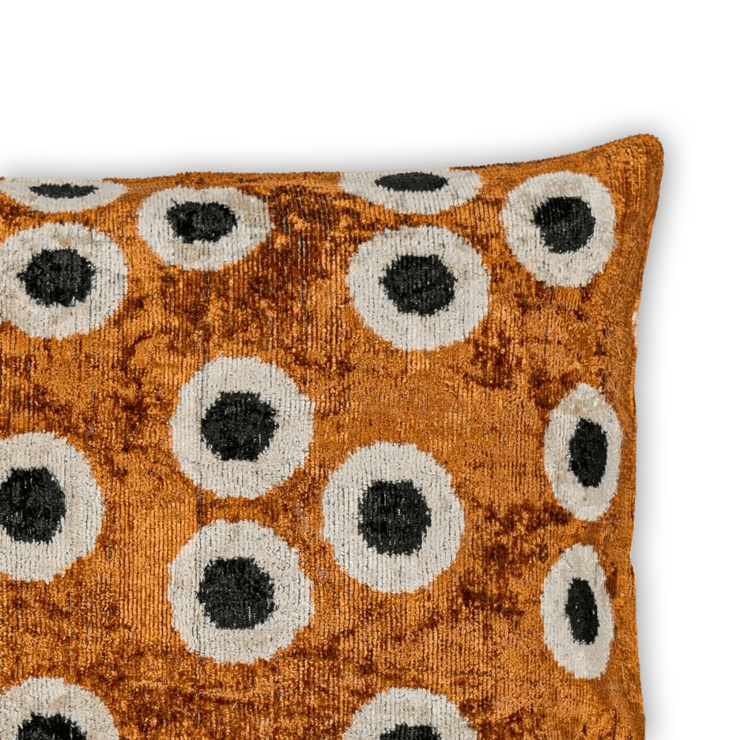 Luxus Dekokissen Ikat Points Bronze - Silk - Velvet 40x60 cm. Seide. Samt. Premium Füllung inklusive. - von strohdeicher design10147