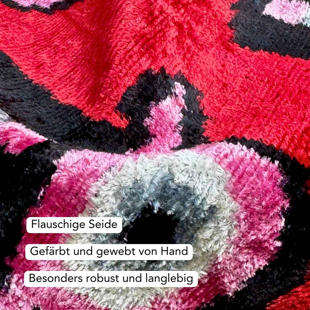 Ikat Kissenbezug Jelly Belly - Silk - Velvet 40 x 40. Dekoissen. Seide. Samt. Luxuriös. Handgefertigt. Design. - von strohdeicher design10033