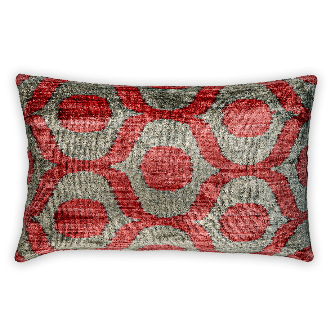 Dekokissen lkat JW Rot - Silk - Velvet 40x60 cm. Seide. Samt. - von strohdeicher design10369