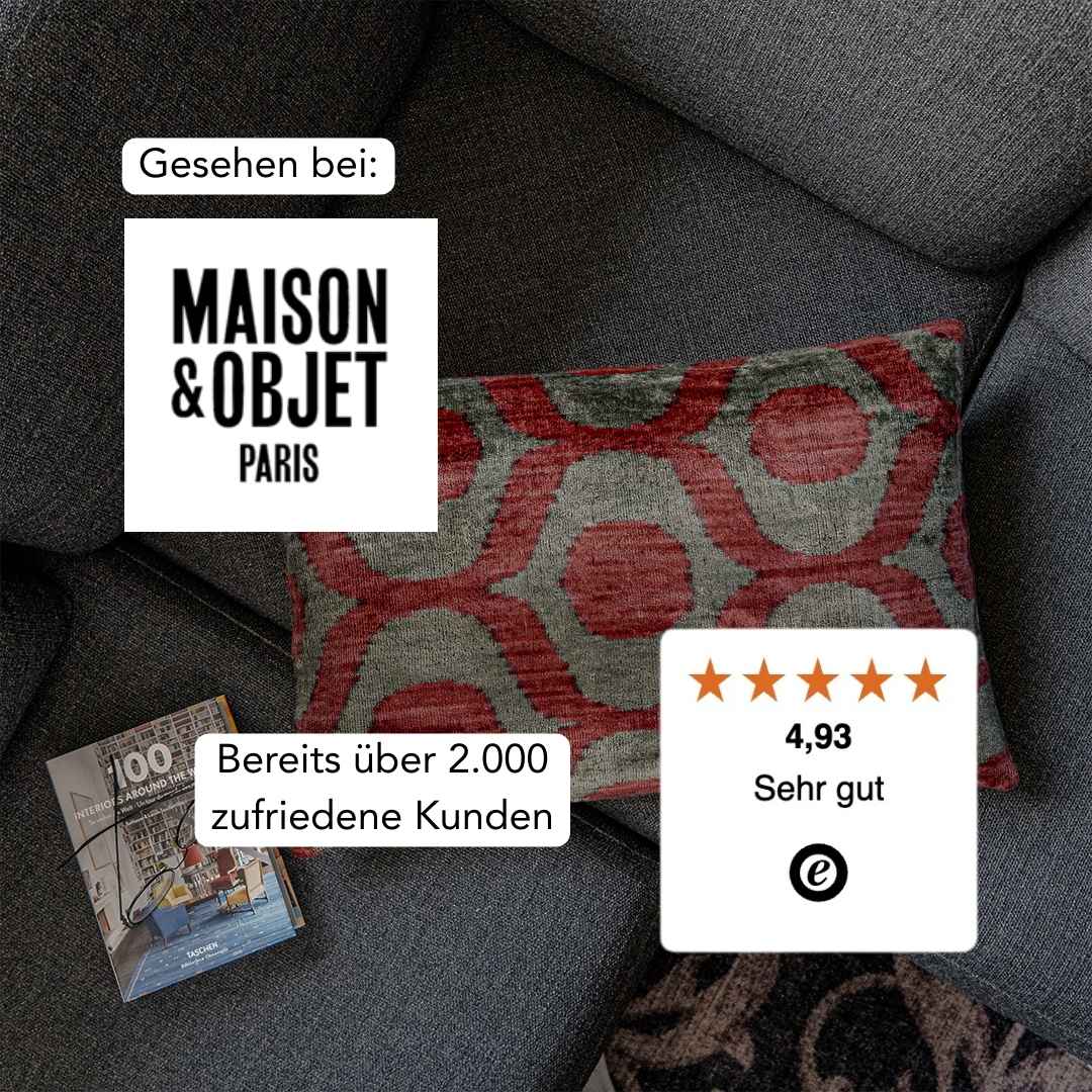 Ikat Kissen JW - Silk - Velvet 40 x 60 cm. Seide. Samt. Handgefertigt. Design aus Deutschland. - von strohdeicher design10369