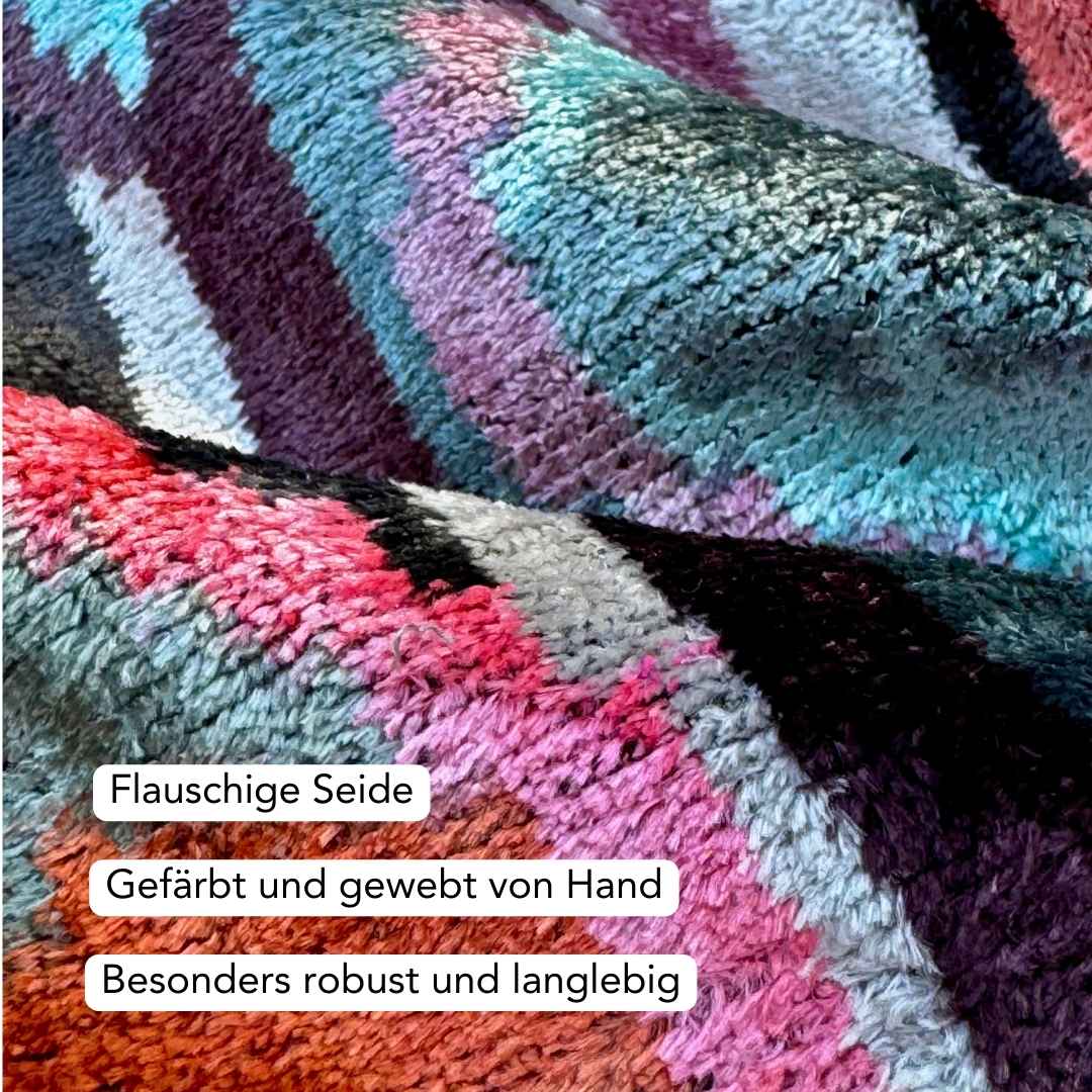 Ikat Kissenbezug Magic Eye - Silk - Velvet 40 x 60. Dekokissen. Seide. Samt. Handgefertigt. Auge. - von strohdeicher design10145
