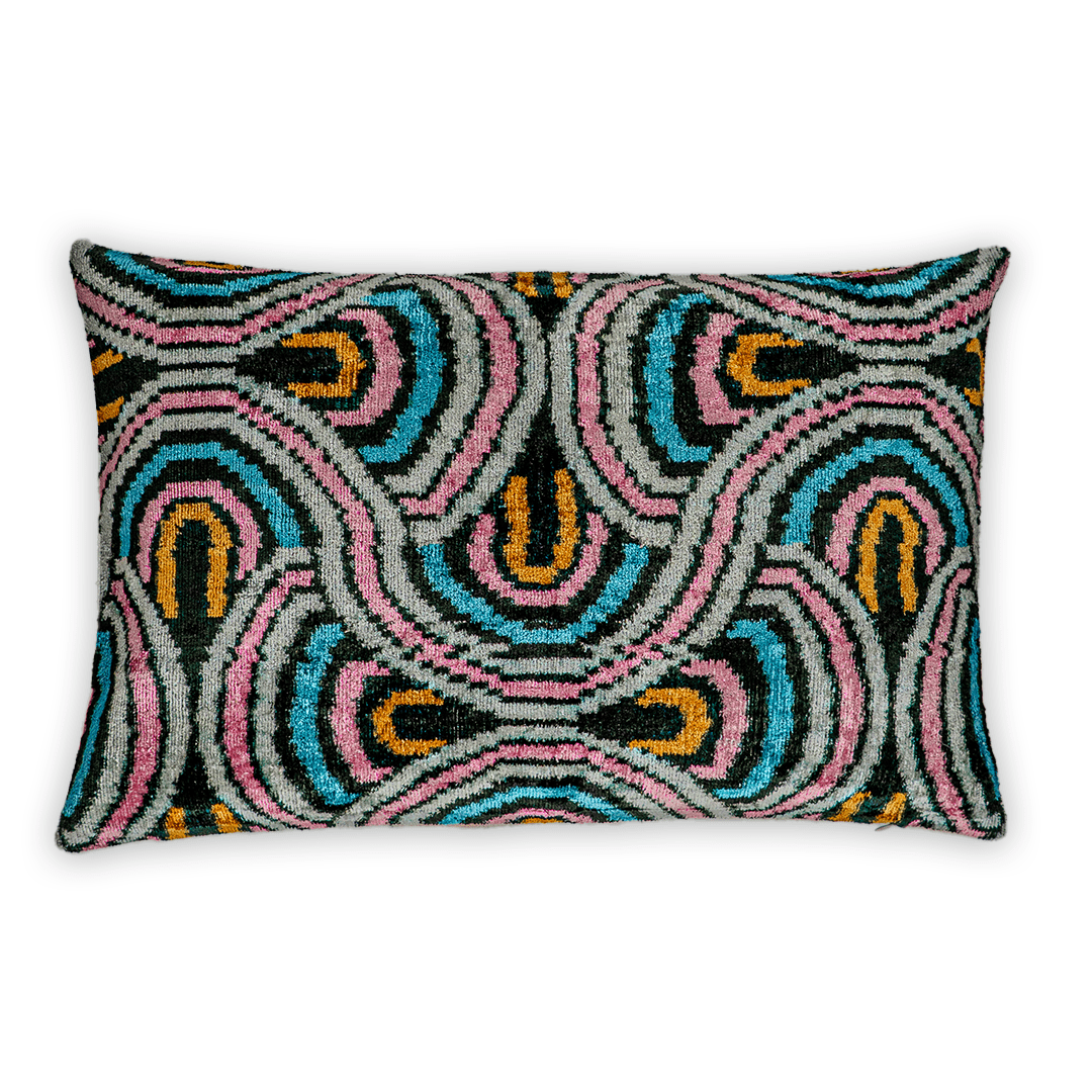 Dekokissen Ikat Abstrakt Retro - Silk - Velvet 40x60 cm. Seide. Samt. - von strohdeicher design10017