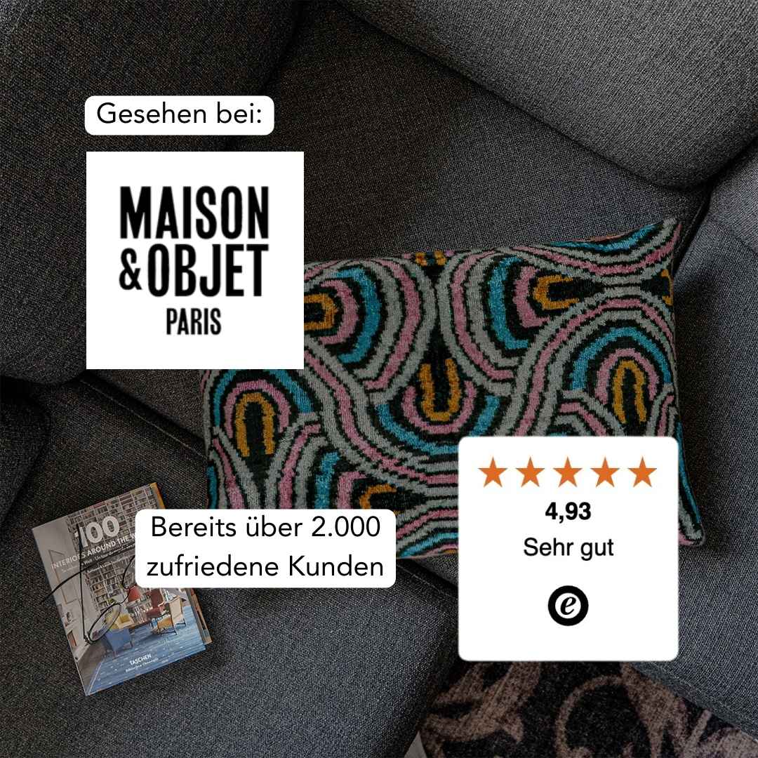 Ikat Kissen Mirage - Silk - Velvet 40 x 60 cm. Seide. Samt. Handgefertigt. Design aus Deutschland. - von strohdeicher design10017