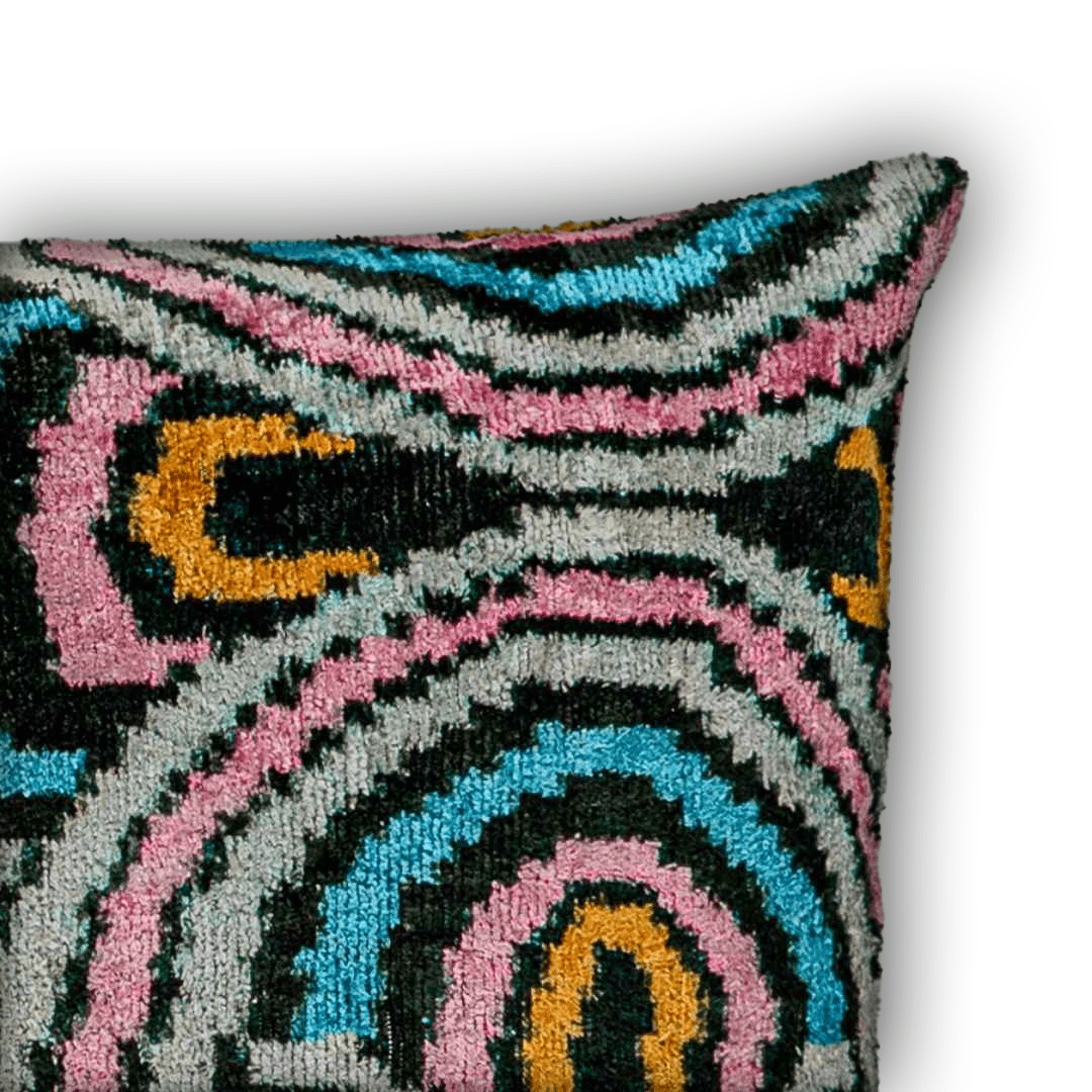 Dekokissen Ikat Abstrakt Retro - Silk - Velvet 40x60 cm. Seide. Samt. - von strohdeicher design10017