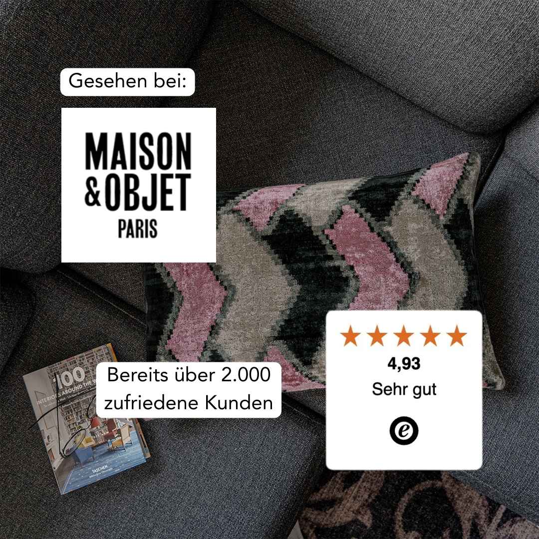 Ikat Kissen Pink Chevron - Silk - Velvet 40 x 60 cm. Seide. Samt. Handgefertigt. Design aus Deutschland. - von strohdeicher design10143