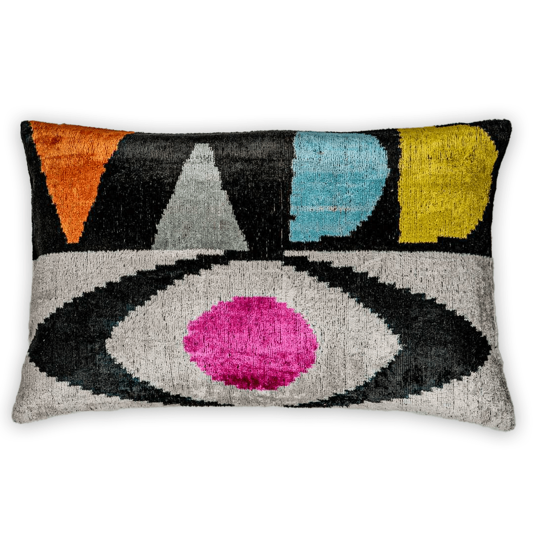 Dekokissen Ikat Pink Moon - Silk - Velvet 40x60 cm. Seide. Samt. - von strohdeicher design10137