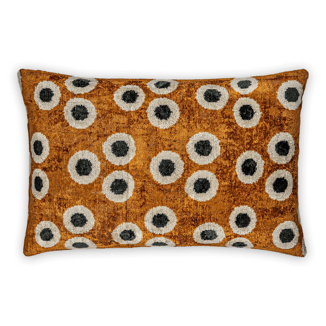 Dekokissen Ikat Points Bronze - Silk - Velvet 40x60 cm. Seide. Samt. - von strohdeicher design10147