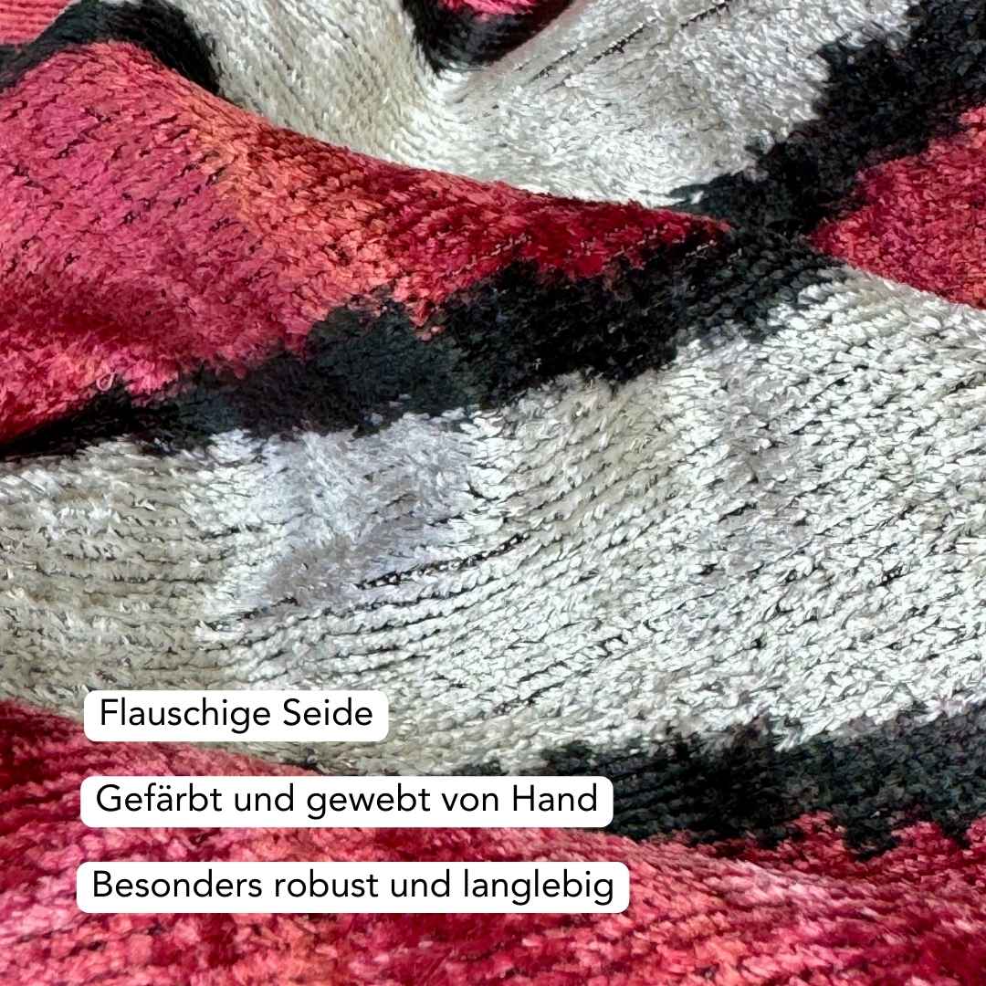 Ikat Kissenbezug RedTape - Silk - Velvet 40 x 60. Dekokissen. Seide. Samt. Luxuriös. Handgefertigt. - von strohdeicher design10365