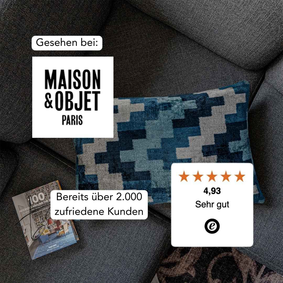 Ikat Kissen Tetris - Silk - Velvet 40 x 60 cm. Seide. Samt. Handgefertigt. Design aus Deutschland. - von strohdeicher design10378