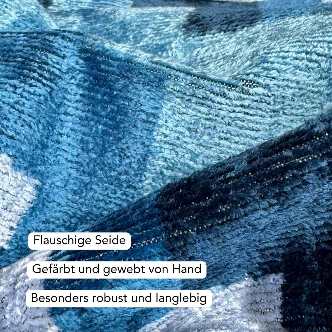 Ikat Kissenbezug Tetris - Silk - Velvet 40 x 60. Dekokissen. Seide. Samt. Luxuriös. Handgefertigt. - von strohdeicher design10378