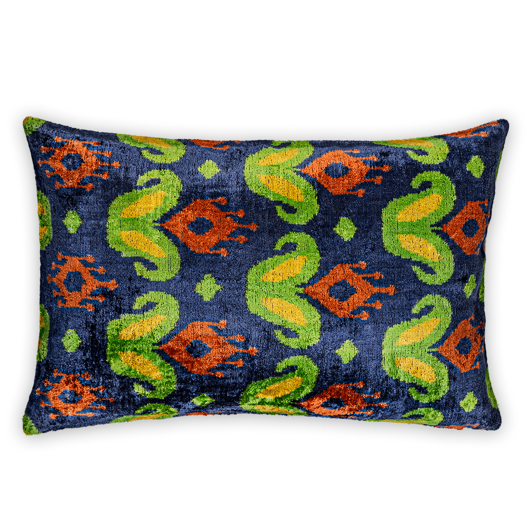 Dekokissen Ikat Flower - Silk - Velvet 40x60 cm. Seide. Samt. - von strohdeicher design10380